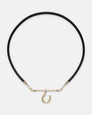 Marie Lichtenberg Collar Con Colgante De Oro De 18 Ct (750/1000) Y Piel Con Diamantes - Metálico