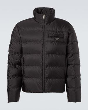 Prada Logo Quilted Down Jacket - Black