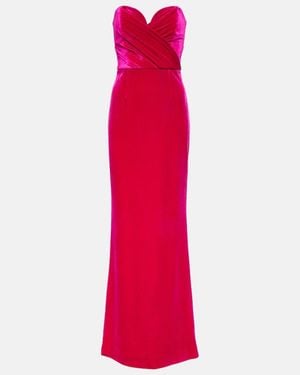 Rebecca Vallance Bernadette Strapless Velvet Gown - Red