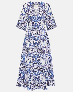 Emilia Wickstead Elowen Printed Cotton Maxi Dress - Blue