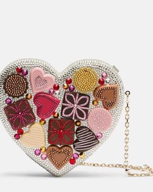 Judith Leiber Heart Small Crystal-Embellished Clutch - Metallic