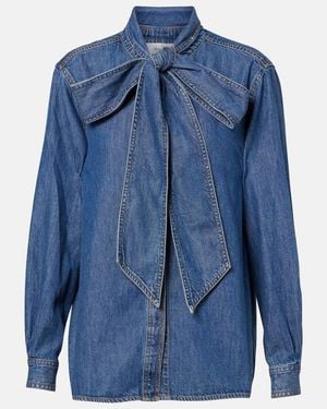 FRAME Schluppenbluse Secretary Aus Denim - Blau
