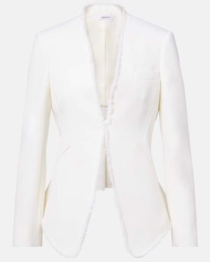 McQueen Frayed Wool Gabardine Blazer - White