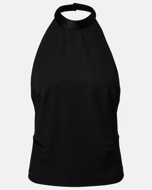 McQueen Wool Grain De Poudre Top - Black