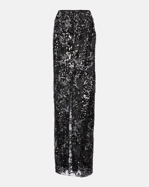 Victoria Beckham Sequined High-Rise Tulle Maxi Skirt - Black