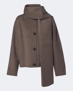 Max Mara Scarf-Detail Virgin Wool Jacket - Brown
