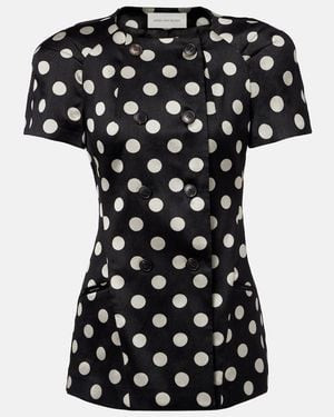 Dries Van Noten Polka-Dot Double-Breasted Blazer - Black