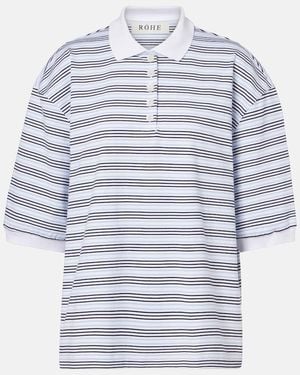 Rohe Striped Oversized Cotton Polo Shirt - Blue