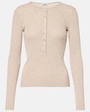 STAUD Macaw Cotton And Cashmere Henley Shirt - Natural