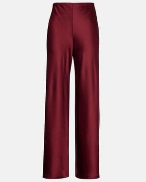 Leset Barb High-Rise Satin Straight Trousers - Red