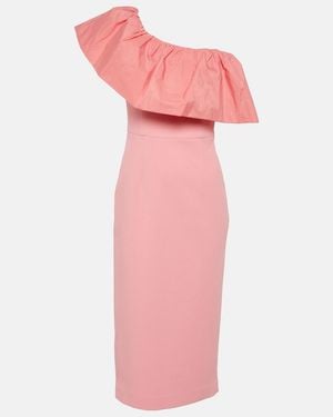 Rebecca Vallance Brittany One-shoulder Ruffled Midi Dress - Pink