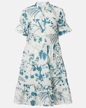 Erdem Floral Tiered Cotton And Linen Minidress - Blue