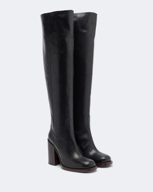 Dries Van Noten Overknee-Stiefel Aus Leder - Schwarz