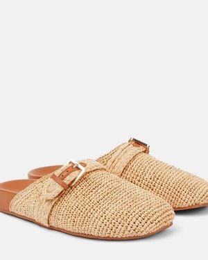 Robert Clergerie Quinta Raffia Mules - Natural