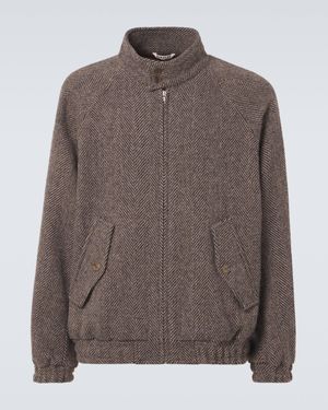 AURALEE Herringbone Wool Tweed Blouson - Brown