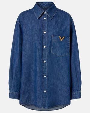 Valentino Hemd Vgold Aus Chambray - Blau