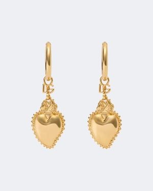 Dolce & Gabbana Orecchini A Cerchio Sacro Cuore Dg - Metallizzato