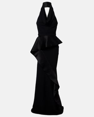 Maticevski Provocateur Halterneck Peplum Satin Gown - Black