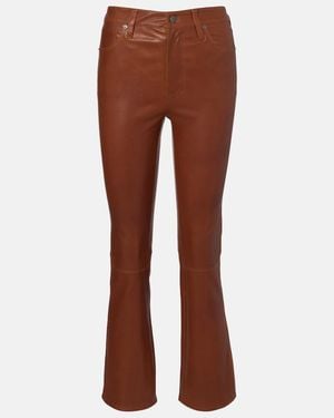 FRAME Reboot Crop Leather Bootcut Trousers - Brown