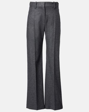Brunello Cucinelli Pleated Virgin Wool Straight Trousers - Grey