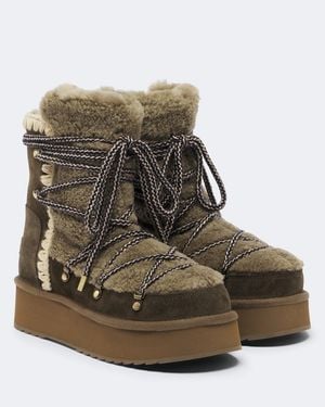 Mou Ankle Boots Aus Shearling Und Veloursleder - Grün