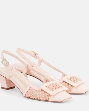 Roger Vivier Belle Vivier 45 Crochet Slingback Pumps - Pink