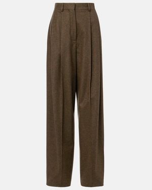 Loro Piana Kurt Wool And Cashmere Wide-Leg Pants - Brown