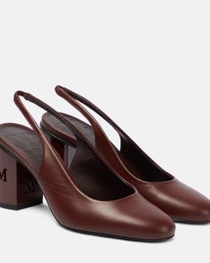 Max Mara Damiersli Leather Slingback Pumps - Brown