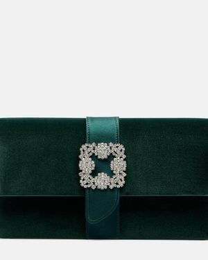 Manolo Blahnik Clutch Capri Aus Samt Mit Kristallen - Grün