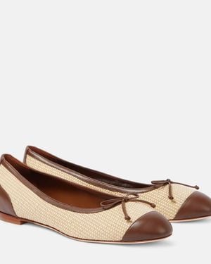 Manolo Blahnik Capbl Raffia Ballet Flats - Brown