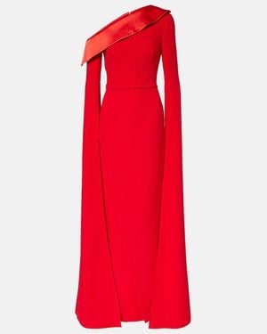 Safiyaa Rinoa Caped Crepe Gown - Red