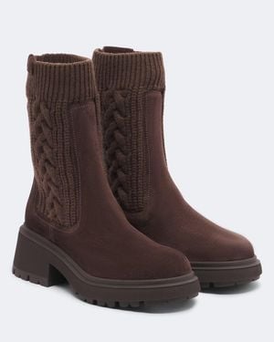Jimmy Choo Tamia Cable-Knit Leather Ankle Boots - Brown