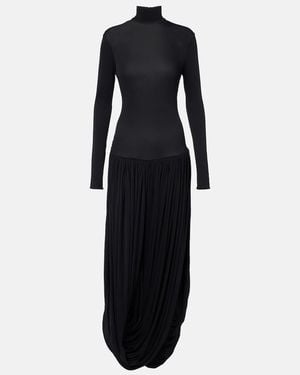 Magda Butrym Asymmetric Pleated Turtleneck Maxi Dress - Black