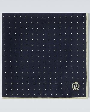 dunhill Polka-Dot Silk Scarf - Blue