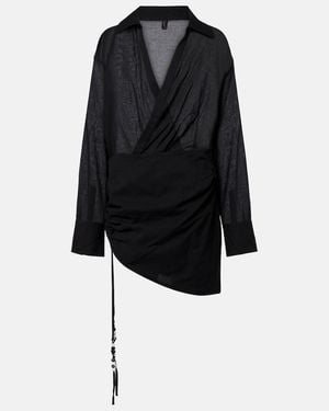 SIR. Azura Ruched Cotton Wrap Dress - Black