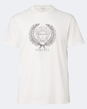 Versace Camiseta Medusa De Jersey De Algodon - Blanco