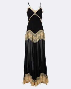 De La Vali Estela Lace-Trimmed Georgette Maxi Dress - Black
