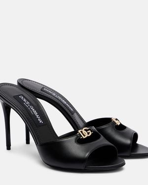 Dolce & Gabbana Dg Leather Mules - Black