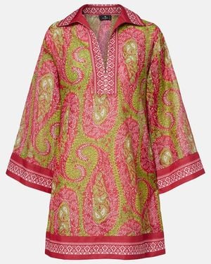 Etro Printed Cotton And Silk Tunic - Red