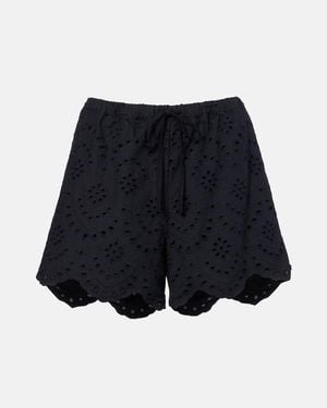 Poupette Cruse Broderie Anglaise Cotton Shorts - Blue