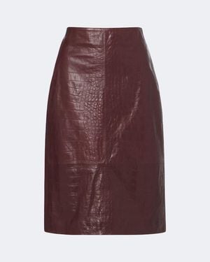 Arma Nathaly Croc-Effect Leather Midi Skirt - Purple