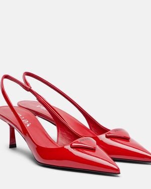 Prada 55 Patent Leather Slingback Court Shoes - Red