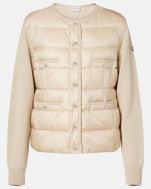 Moncler Down-Paneled Virgin Wool Cardigan - Natural