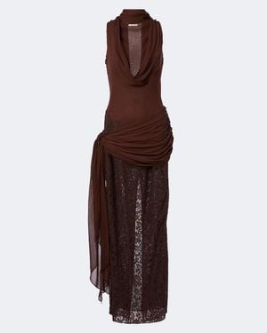 De La Vali Rosa Georgette And Lace Maxi Dress - Purple