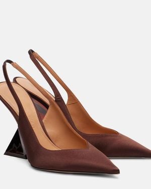 The Attico Satin Slingback Wedges - Brown