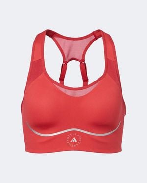 adidas By Stella McCartney Logo Padded Jersey Sports Bra - Red