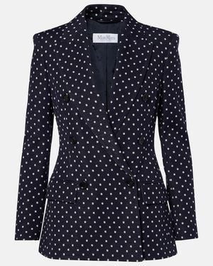 Max Mara Polka-Dot Double-Breasted Jersey Blazer - Blue