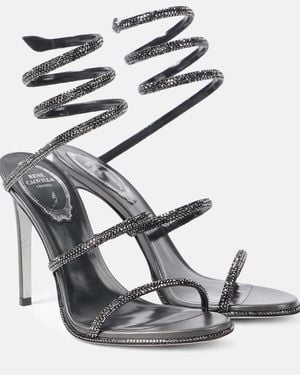Rene Caovilla Cleo Embellished Leather Sandals - Metallic