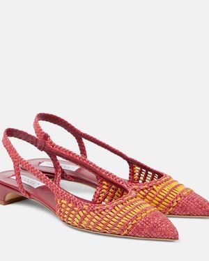 Gabriela Hearst Bailarinas Destalonadas Perro De Piel Trenzada - Rojo