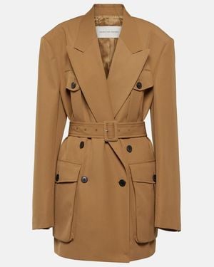Dries Van Noten Double-Breasted Gabardine Jacket - Natural